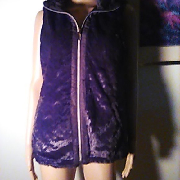 Faux Fur Vest Reversible M-L Pockets Both Sides Brown - Picture 2 of 8